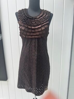 BLUMARINE BROWN RUFFLE MINI DRESS SMALL